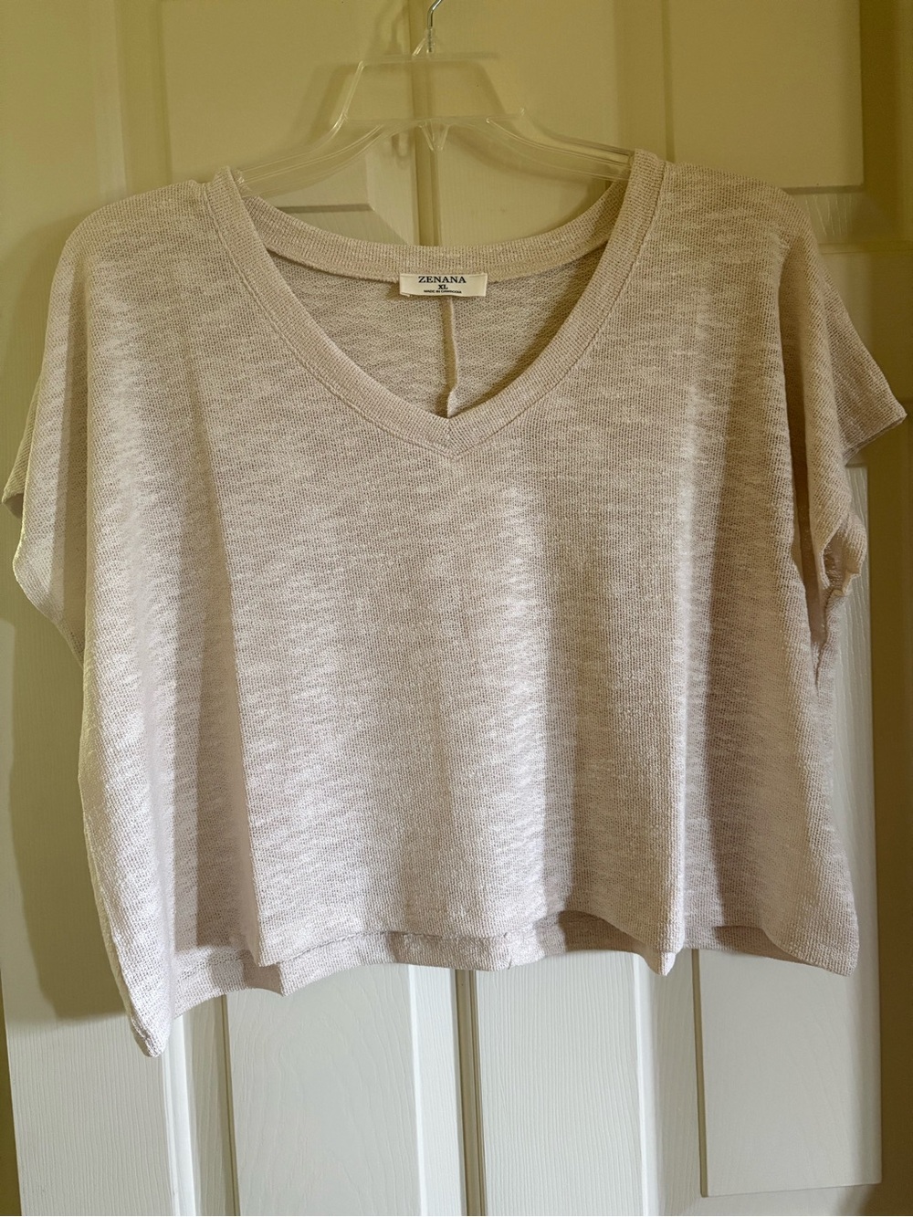 Zenana Size XL Short Sleeve Beige Crop Top - NWOT - Picture 1 of 4